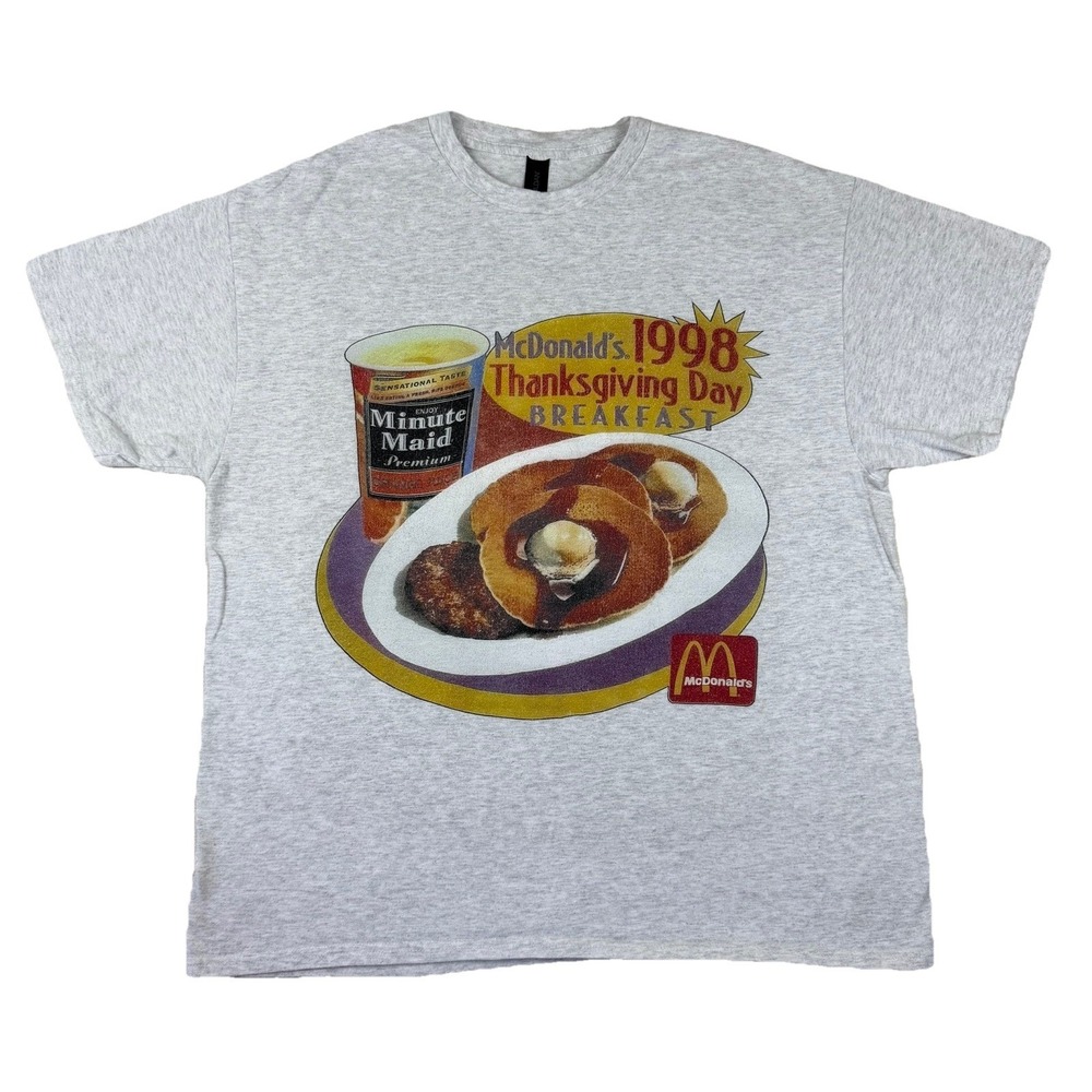 McDonald's 1998 Thanksgiving Breakfast Graphic Tee Gildan Vintage-Like Tshirt XL